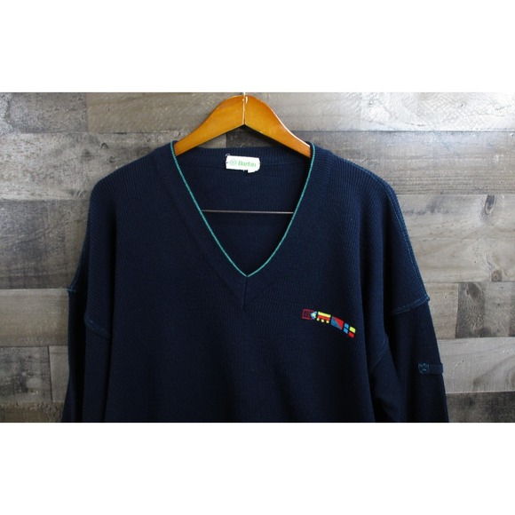 Burton Other - Vintage Burton Sweater Mens XL Size 54 Navy Blue V Neck Nautical Made in Italy